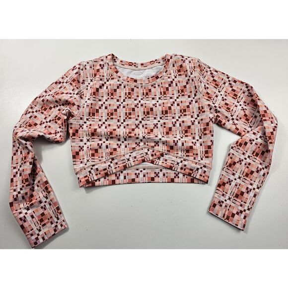 NWT L*Space Active Block Party Aim High crop gym top L women's long sleeve pink - Picture 7 of 9